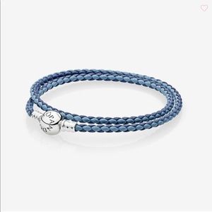 Pandora bracelet with blue pave charm